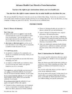 Advance Health Care Directive Form Instructions