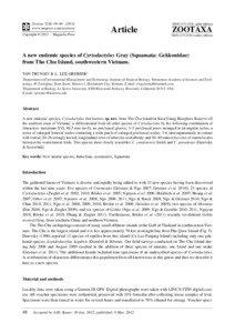 A new endemic species of Cyrtodactylus Gray (Squamata: Gekkonidae) from Tho Chu Island, southwestern Vietnam.