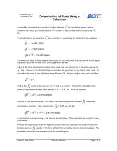 The Mathematics 11 Competency Test Determination of Roots Using a Calculator