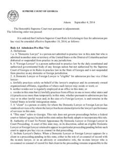 SUPREME COURT OF GEORGIA  Atlanta September 4, 2014