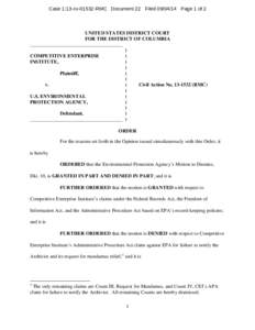 Case 1:13-cv[removed]RMC Document 22 Filed[removed]Page 1 of 2  UNITED STATES DISTRICT COURT FOR THE DISTRICT OF COLUMBIA _____________________________________ )