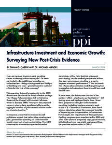 POLICY MEMO  Infrastructure Investment and Economic Growth: Surveying New Post-Crisis Evidence BY DIANA G. CAREW AND DR. MICHAEL MANDEL