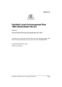 2003 No 22  New South Wales Fairfield Local Environmental Plan[removed]Amendment No 87)