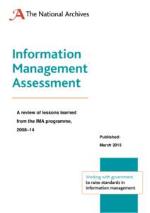 A review of lessons learned from the IMA programme, 2008–14 Published: March 2015 t
