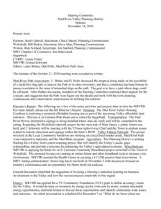 Steering Committee Mad River Valley Planning District Minutes November 18, 2010 Present were: Fayston: Jared Cadwell, Selectman; Chuck Martel, Planning Commissioner