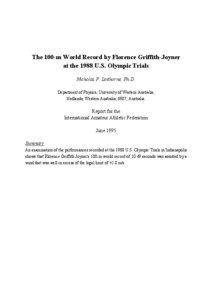 Wind / Florence Griffith-Joyner / 100 metres / Wind assistance / Wind speed / Athletics / Meteorology / Atmospheric sciences
