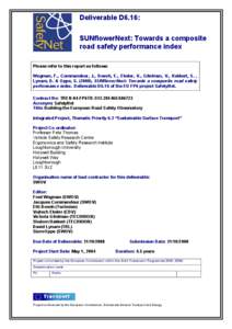 Deliverable D6.16: SUNflowerNext: Towards a composite road safety performance index Please refer to this report as follows: Wegman, F., Commandeur, J., Doveh, E., Eksler, V., Gitelman, V., Hakkert, S. , Lynam, D. & Oppe,