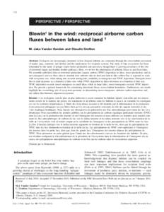 170  PERSPECTIVE / PERSPECTIVE Blowin’ in the wind: reciprocal airborne carbon fluxes between lakes and land 1