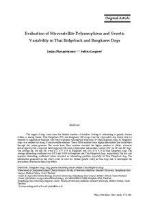 Original Article  Evaluation of Microsatellite Polymorphism and Genetic