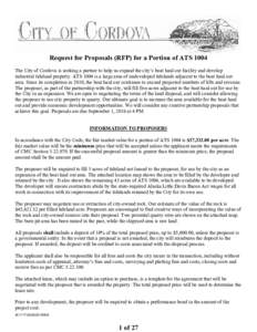 Request for Proposals (RFP) for a Portion of ATS 1004 The City of Cordova is seeking a partner to help us expand the city’s boat haul out facility and develop industrial tideland property. ATS 1004 is a large area of u