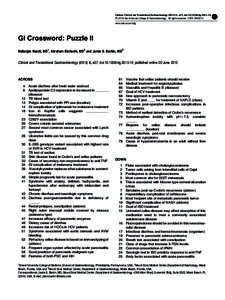 Citation: Clinical and Translational Gastroenterology[removed], e37; doi:[removed]ctg[removed]  & 2013 the American College of Gastroenterology All rights reserved 2155-384X/13 www.nature.com/ctg  GI Crossword: Puzzle II