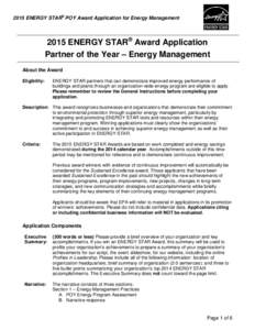2015 ENERGY STAR Awards General Instructions for Partner of the Year - Energy Management