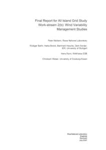 Final Report for All Island Grid Study Work-stream 2(b): Wind Variability Management Studies