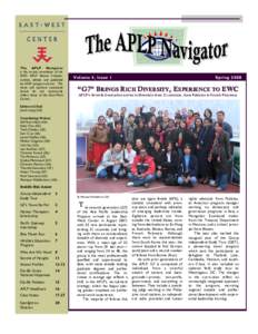 The APLP Navigator is the annual newsletter of the EWC APLP Alumni Chapter, written, edited, and published by APLP program alumni. The views and opinions expressed