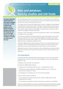 Agricultural Biotechnology Council of Australia  ISSUES PAPER 1 Rats and potatoes: toxicity studies and GM foods