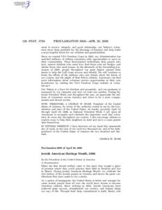 120 STAT[removed]PROCLAMATION 8005—APR. 20, 2006 ment to service, integrity, and good citizenship, our Nation’s volunteers show their gratitude for the blessings of freedom and help build a more hopeful future for our