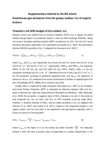 Supplementary material to the BG article: Greenhouse gas emissions from the grassy outdoor run of organic broilers Towards a net GHG budget of the outdoor run Emission factors are needed from an inventory viewpoint (IPCC