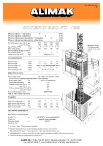 Pay-load capacity (fuse 100 A) kg Pay-load capacity (fuse 125 A) kg Speed 50 Hz / 60 Hz m/min Max. lifting height meter