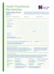 Health Practitioner Membership Application Form 2015 Section 1: About you