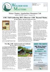 Wilderness 	 Matters Maine Chapter Appalachian Mountain Club PO Box 1534
