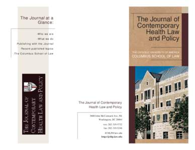 The Journal at a Glance: The Journal of Contemporary Health Law