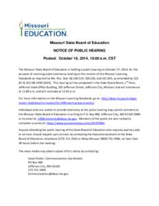 Missouri / State governments of the United States / Missouri Department of Elementary and Secondary Education