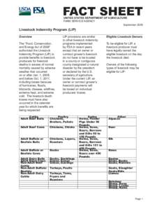 FACT SHEET UNITED STATES DEPARTMENT OF AGRICULTURE FARM SERVICE AGENCY September[removed]Livestock Indemnity Program (LIP)