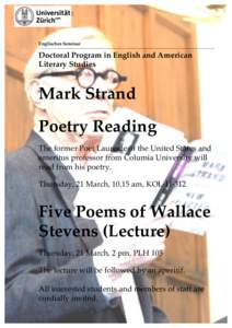 Englisches Seminar  Doctoral Program in English and American Literary Studies  Mark Strand