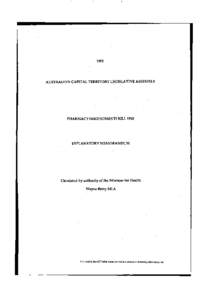 1993  AUSTRALIAN CAPITAL TERRITORY LEGISLATIVE ASSEMBLY PHARMACY (AMENDMENT) BILL 1993