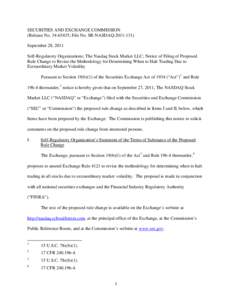 Notice of Filing of Proposed Rule Change to Revise the Methodology for Determining When to Halt Trading Due to Extraordinary Market Volatility