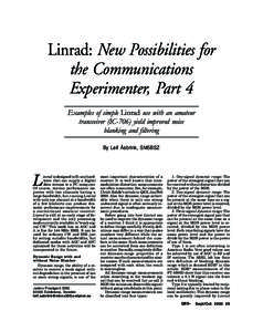 Linrad: New Possibilities for the Communications Experimenter, Part 4