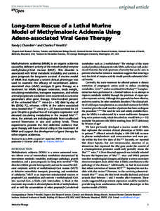 Long-term Rescue of a Lethal Murine Model of Methylmalonic Acidemia Using Adeno associated Viral Gene Therapy