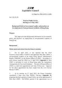 立法會 Legislative Council LC Paper No. CB[removed]) Ref: CB1/PL/PS  Panel on Public Service