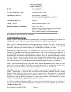 CITY OF HAMILTON COMMITTEE MINUTES DATE:  October 28, 2014