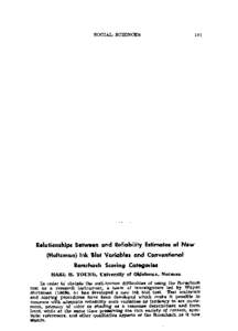 Relationships Between and Reliability Estimates of new (Holtzman) Ink Blot Variables and Conventional Rorschach Scoring Categories