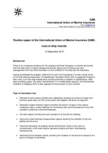 IUMI International Union of Marine Insurance Email:  Phone: 0, Fax: 15  Position paper of the International Union of Marine Insurance (IUMI)