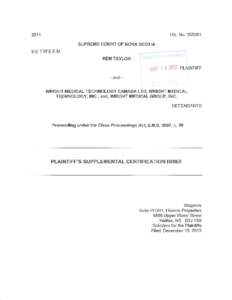 Hfx. No[removed]SUPREME COURT OF NOVA SCOTIA BETWEEN: KEN TAYLOR