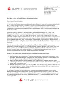 Microsoft Word - Letter to United Church of Canada Leaders - Website.doc
