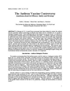Medical Sentinel 2000: 5(2):[removed]The Anthrax Vaccine Controversy
