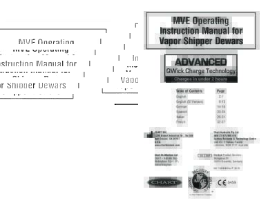 MVE Operating Instruction Manual for Vapor Shipper Dewars Table of Contents