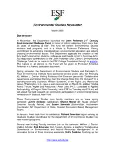 Environmental Studies Newsletter