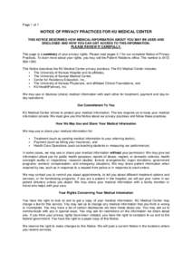 Page 1 of 7  NOTICE OF PRIVACY PRACTICES FOR KU MEDICAL CENTER THIS NOTICE DESCRIBES HOW MEDICAL INFORMATION ABOUT YOU MAY BE USED AND DISCLOSED AND HOW YOU CAN GET ACCESS TO THIS INFORMATION. PLEASE REVIEW IT CAREFULLY.