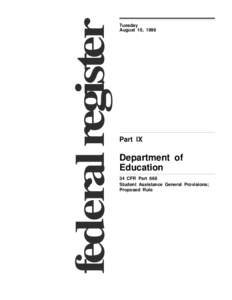 federal register  Tuesday August 10, 1999  Part IX