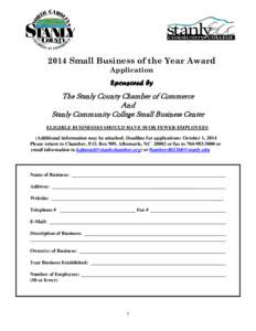 Stanly County Small Business of the Year Awards Nomination for 1997