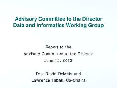 Advisory Council to the Director IT Working Group