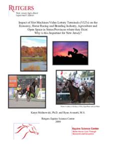 Impact of Slot Machines/Video Lottery Terminals (VLTs) on the Economy, Horse Racing and Breeding Industry, Agriculture and Open Space in States/Provinces where they Exist: Why is this Important for New Jersey?  Photos Co