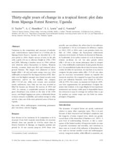 Thirty-eight years of change in a tropical forest: plot data from Mpanga Forest Reserve, Uganda