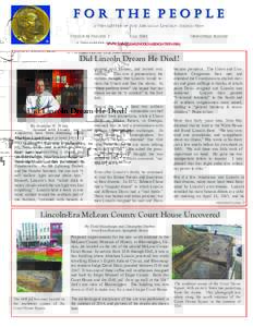 For The People A NEWSLETTER OF THE ABRAHAM LINCOLN ASSOCIATION VOLUME 16 NUMBER 3 FALL 2014