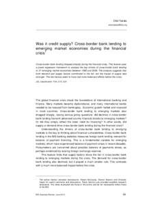 Was it credit supply? Cross-border bank lending to emerging market economies during the financial crisis -  BIS Quarterly Review, part 5, June 2010