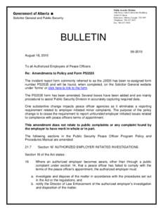 Public Security Division 10th Floor, John E. Brownlee Building[removed]Street Edmonton, Alberta, Canada T5J 3W7 Telephone: [removed]Fax: [removed]